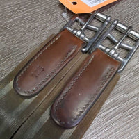 Padded Leather Girth, 2x els, x3 d rings *vgc/gc, clean, hair, residue, rubs, scrapes, stains
