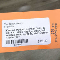 Padded Leather Girth, 2x els, x3 d rings *vgc/gc, clean, hair, residue, rubs, scrapes, stains
