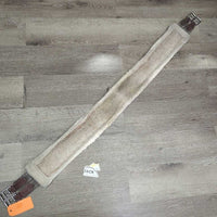 Nylon & Fleece Girth, 2x els, d ring *fair, "clean", v.clumpy, stained, bent ends, puckered els, residue, mnr hair
