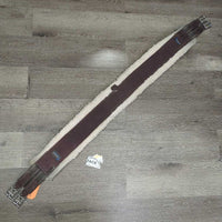Nylon & Fleece Girth, 2x els, d ring *gc, clean, clumpy, stained, rubs, bent ends, puckered els, residue, mnr hair

