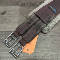 Nylon & Fleece Girth, 2x els, d ring *gc, clean, clumpy, stained, rubs, bent ends, puckered els, residue, mnr hair
