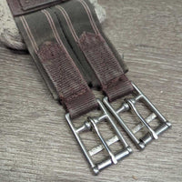 Nylon & Fleece Girth, 2x els, d ring *gc, clean, clumpy, stained, rubs, bent ends, puckered els, residue, mnr hair
