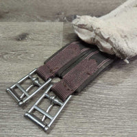 Nylon & Fleece Girth, 2x els, d ring *gc, clean, clumpy, stained, rubs, bent ends, puckered els, residue, mnr hair
