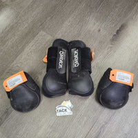 Front & Hind Open Boots, velcro *gc, clean, residue, hair, scuffs, faded, residue, rubs, pills, threads
