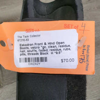 Front & Hind Open Boots, velcro *gc, clean, residue, hair, scuffs, faded, residue, rubs, pills, threads
