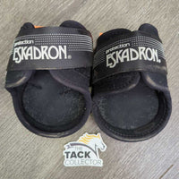 Pr Open Hind Boots, velcro *gc, hair, rubbed lining, mnr tears, scuffed, dirt
