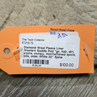 Fleece Liner Western Saddle Pad *gc, hair, dirt, stains, clumpy, thin/flattened spots, pills, older
