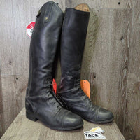 Pr Field Boots, Zips *gc, clean & dirty, hair, rubs, faded, rubs, v.loose toe soles, Missing Lace, toe dent-R, v.torn edges
