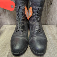 Pr Field Boots, Zips *gc, clean & dirty, hair, rubs, faded, rubs, v.loose toe soles, Missing Lace, toe dent-R, v.torn edges
