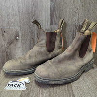 Square Toe Distressed Leather Boots, Pull On *gc, dirty, rubs, faded, scuffs, scrapes
