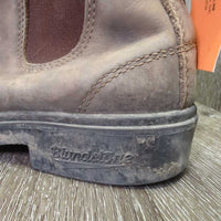 Square Toe Distressed Leather Boots, Pull On *gc, dirty, rubs, faded, scuffs, scrapes
