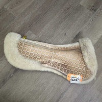 Shimmable Quilt & Sheepskin Half Pad, Rolled Edge, 2 Rear Shims *gc, v.dirty, v.clumpy, stained, flattened
