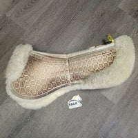 Shimmable Quilt & Sheepskin Half Pad, Rolled Edge, 2 Rear Shims *gc, v.dirty, v.clumpy, stained, flattened
