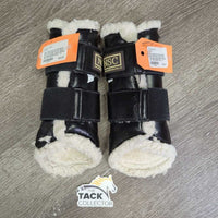 Closed Front & Hind Boots, velcro, wool lined *gc/fair, clean, rips, holes, clumpy, stains, threads, linty velcro

