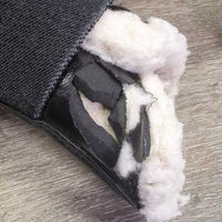 Closed Front & Hind Boots, velcro, wool lined *gc/fair, clean, rips, holes, clumpy, stains, threads, linty velcro
