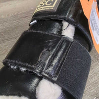 Closed Front & Hind Boots, velcro, wool lined *gc/fair, clean, rips, holes, clumpy, stains, threads, linty velcro
