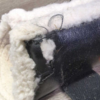 Closed Front & Hind Boots, velcro, wool lined *gc/fair, clean, rips, holes, clumpy, stains, threads, linty velcro
