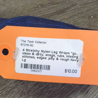 4 Stretchy Nylon Leg Wraps *gc, clean & dirty, snags, rubs, missing stitches, edges: pilly & rough
