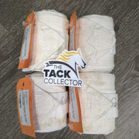 4 Short Cotton Flannel Leg Wraps *gc, older, dingy, marker, mnr hair, threads
