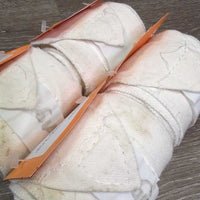 4 Short Cotton Flannel Leg Wraps *gc, older, dingy, marker, mnr hair, threads
