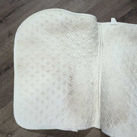 Quilt Jumper Pad *gc, cut tabs, stains, mnr dingy, hair, unstitched, threads, rubs, pills, holey edges
