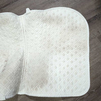 Quilt Jumper Pad *gc, cut tabs, stains, mnr dingy, hair, unstitched, threads, rubs, pills, holey edges
