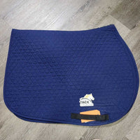 Thin Quilt Jumper Saddle Pad "Desert International Horse Park" *gc, clean, faded, hairy, mnr snags, stains, puckers, folds & rubs
