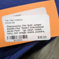 Thin Quilt Jumper Saddle Pad "Desert International Horse Park" *gc, clean, faded, hairy, mnr snags, stains, puckers, folds & rubs
