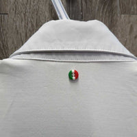 MENS SS Show Shirt, 1/4 Button Up *gc, v.rubbed & pilly, peeled logo, snags, seam puckers
