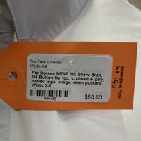 MENS SS Show Shirt, 1/4 Button Up *gc, v.rubbed & pilly, peeled logo, snags, seam puckers
