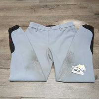 Euro Seat Breeches *gc, discolored seat & legs, dry & peeling stickies, unstitched belt loops, rubbed & thin seat seams
