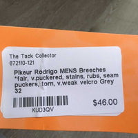 MENS Breeches *fair, v.puckered, stains, rubs, seam puckers, torn, v.weak velcro
