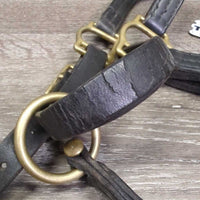 Triple Stitched Leather Halter, snap, adj *gc, thin edges, scrapes, clean, residue, cracking, dents
