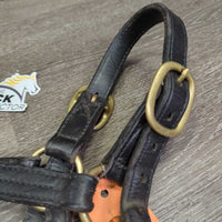 Triple Stitched Leather Halter, snap, adj *gc, thin edges, scrapes, clean, residue, cracking, dents
