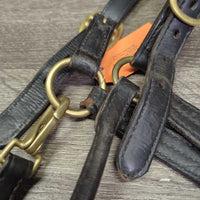 Triple Stitched Leather Halter, snap, adj *gc, thin edges, scrapes, clean, residue, cracking, dents
