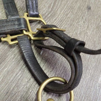 Triple Stitched Leather Halter, snap, adj *gc, thin edges, scrapes, clean, residue, cracking, dents
