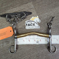 SS Low Port Mullen Mouth Weymouth Bit, chain, rubber chin strap *xc/vgc, clean, mnr residue, stains & scratches
