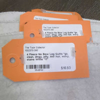 4 Fleece No Bow Leg Quilts *gc, clean, dingy, pilly, mnr hair, wavy, stains
