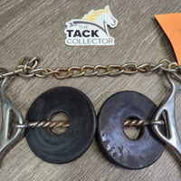 B2B-129 Twisted Wire Sweet Iron Bit, dog bone, chain, guards *gc, clean, rust, scratches

