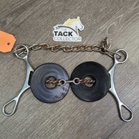 B2B-129 Twisted Wire Sweet Iron Bit, dog bone, chain, guards *gc, clean, rust, scratches
