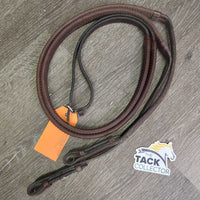 FS Leather & Rubber Reins *gc, rubs, faded, scrapes, dirty, cut end
