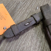 2 Narrow Soft Rolled Leather Pelham Bit Converters *gc/fair, v.rubbed, scraped, dirty, threads, residue, slices
