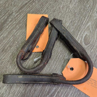 2 Narrow Soft Rolled Leather Pelham Bit Converters *gc/fair, v.rubbed, scraped, dirty, threads, residue, slices
