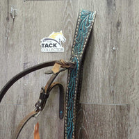 Professional's Choice ? Wide Stamped Leather Tie Down Noseband, Weaver Leather Tie Down Strap *gc, dirty, rubs, scrapes, xholes
