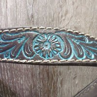 Professional's Choice ? Wide Stamped Leather Tie Down Noseband, Weaver Leather Tie Down Strap *gc, dirty, rubs, scrapes, xholes
