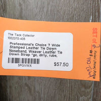 Professional's Choice ? Wide Stamped Leather Tie Down Noseband, Weaver Leather Tie Down Strap *gc, dirty, rubs, scrapes, xholes
