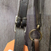 v.Thick Leather Tie Down Noseband, Leather Tie Down Strap *gc/fair, v.dirty, older, rubs, scrapes, cracking, faded, stiff

