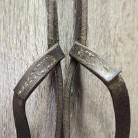 v.Thick Leather Tie Down Noseband, Leather Tie Down Strap *gc/fair, v.dirty, older, rubs, scrapes, cracking, faded, stiff

