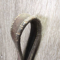 v.Thick Leather Tie Down Noseband, Leather Tie Down Strap *gc/fair, v.dirty, older, rubs, scrapes, cracking, faded, stiff
