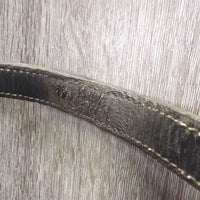 v.Thick Leather Tie Down Noseband, Leather Tie Down Strap *gc/fair, v.dirty, older, rubs, scrapes, cracking, faded, stiff
